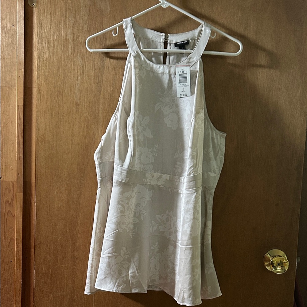 Satin beige floral top